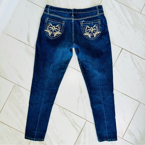 Scandal Denim - Scandal Y2K Embroidered Dark Wash Denim Jeans Stretch Size 15/16 Juniors